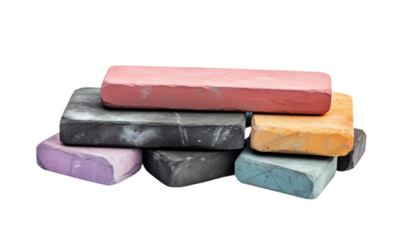 Sidewalk Creativity Chalk Set on White or PNG Transparent Background.