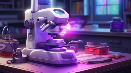 A state-of-the-art digital microscope with advanced imaging. Digital concept, illustration painting. - obrazy, fototapety, plakaty
