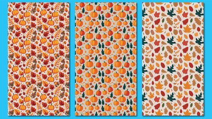 set of seamless thanksgiving patterns