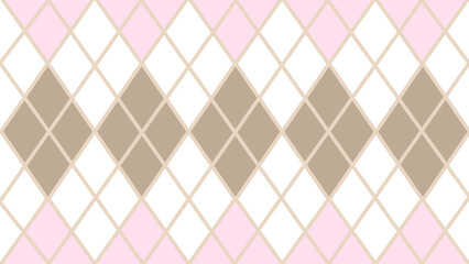 Pink and beige seamless geometric pattern argyle background