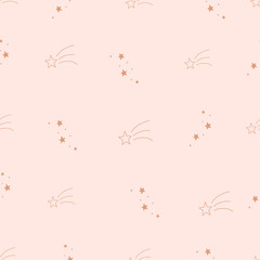 seamless baby pattern with stars in boho colors. Starfall, shooting star