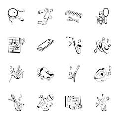 Trendy Pack of Music Glyph Icons 

 - obrazy, fototapety, plakaty