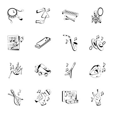 Trendy Pack of Music Glyph Icons 

