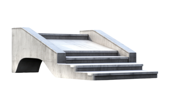 Skate Park Feature Ramp on White or PNG Transparent Background.