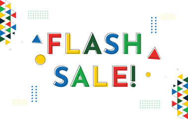 Flash sale banner on colorful modern geometric abstract background