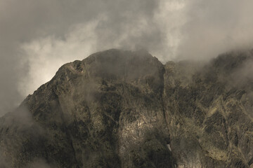 The Slovak High Tatras covered in clouds - obrazy, fototapety, plakaty