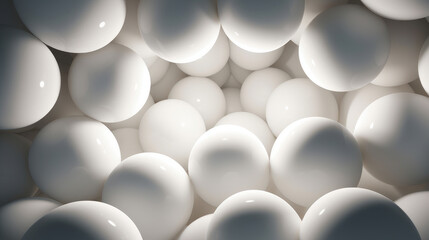 Beautiful luxury creative 3D modern abstract light background consisting of white balls and spheres with light digital effect, copy space.
