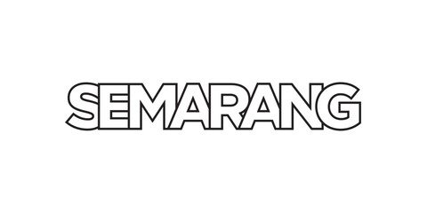 Semarang in the Indonesia emblem. The design features a geometric style, vector illustration with bold typography in a modern font. The graphic slogan lettering.