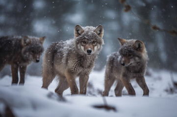 Wolfswelpen im Winter