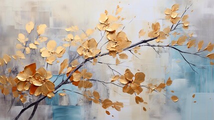 autumn leaves on the tree oil painting, generative ai