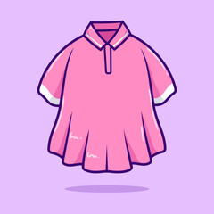 vector front of pink women's shirt with a collar isolated