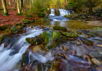 Fototapeta na wymiar waterfalls, Jeseníky Mountains, Czech Republic, autumn, landscape, trees, forest, water, nature