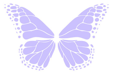 Hand drawn wings. butterfly wings doodle isolated elements.