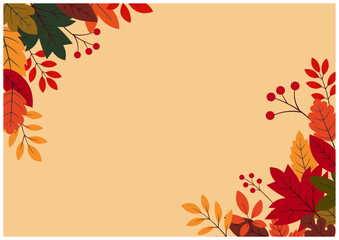 秋のお洒落な紅葉ボタニカルフレーム背景素材3