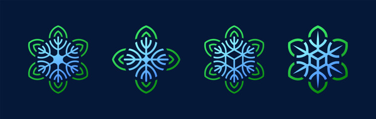 Snowflake vector set on isolated background. Ice cube and leaf illustration. Isolated snowflake collection