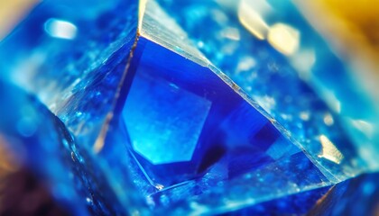 Blue Sapphire Crystal Gem. Macro shot.