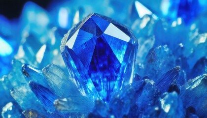 Blue Sapphire Crystal Gem. Macro shot.