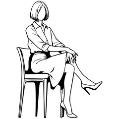 Fashion Woman Sketch Drawing.