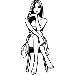 Fashion Woman Sketch Drawing.