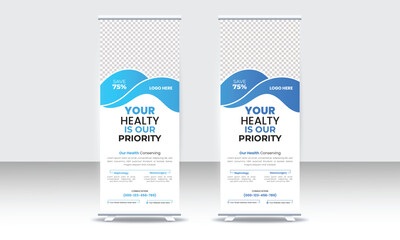 Medical doctor healthcare modern rack card and dl flyer. medical doctor healthcare roll up banner design template.