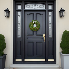 door with flowers,ai generated 