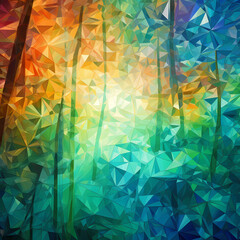 abstract prism-like patterns representing a rainforest canopy