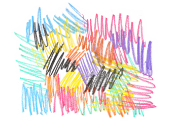 Colorful lines scribbles, chalk isolated on white, clipping path, top view
