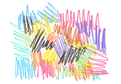 Colorful lines scribbles, chalk isolated on white, clipping path, top view
