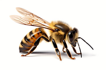 Realistic Honey Bee On White Background