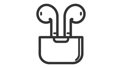 Wireless headphones, earphones flat icon. Headset line icon on white background