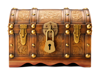 Locked Treasure Chest Isolated on Transparent Background
