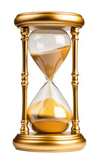 Vintage Golden Hourglass Sand Dial Isolated on Transparent Background
