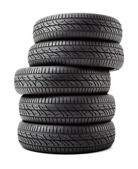 Stack of Tires Isolated on Transparent Background
