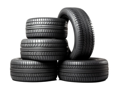 Pile of Tires Isolated on Transparent Background
