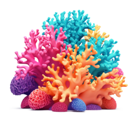 Colorful Corals Isolated on Transparent Background
