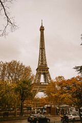 Fototapeta na wymiar Paris, France: Beautiful view of the Eiffel Tower in autumn