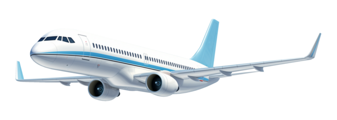 Airplane Flying Isolated on Transparent Background
