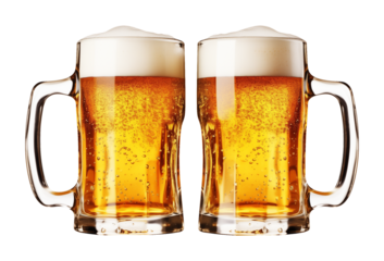Two Beer Mugs Isolated on Transparent Background
