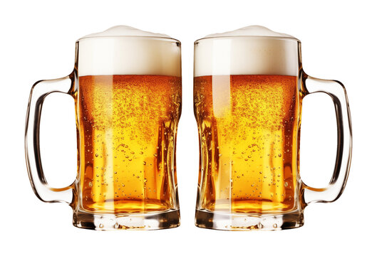 Two Beer Mugs Isolated on Transparent Background
