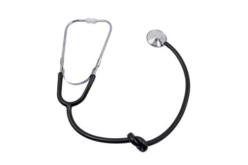Stethoscope tied in a knot on a transparent background. Medical diagnostic concept