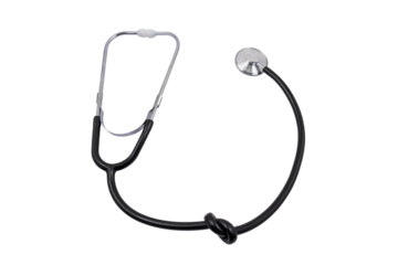 Stethoscope tied in a knot on a transparent background. Medical diagnostic concept