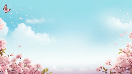 A spring background banner with empty space