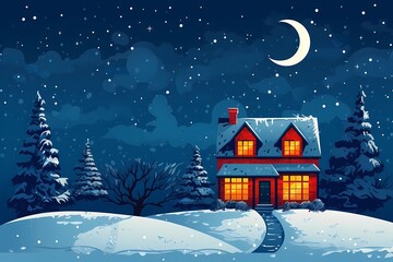 christmas house exterior, christmas decorations, winter desktop background, christmas card