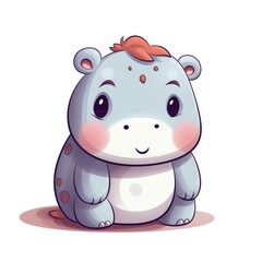 Obraz na płótnie Canvas Cute cartoon 3d character hippopotamus on white background