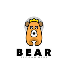 Bear king simple mascot cartoon logo 