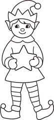 Cute retro Christmas elf outline