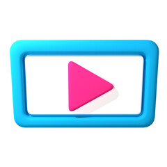 3D Rendered Play Movie Isolated on The Transparant Background