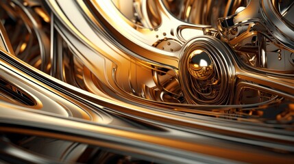 Abstract background, fantastic 3D gold structures, ancient civilization fictional background - obrazy, fototapety, plakaty