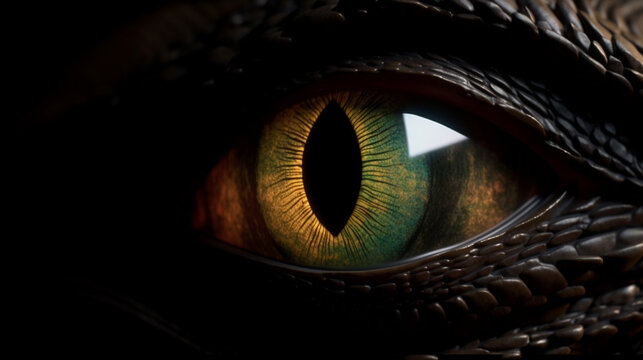 close up of a dragon's eye.Generative AI