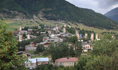 Svanetian towers in Mestia, Upper Svaneti, Georgia